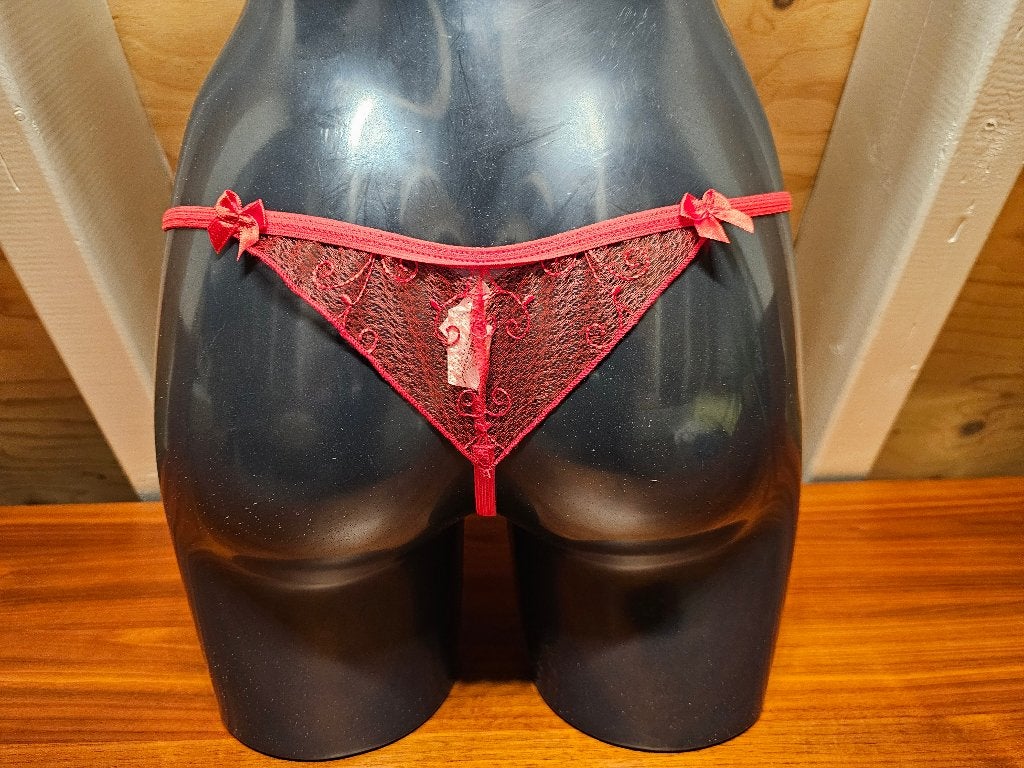 Sexy lage kanten string "Ossia" L/ 40, Ophalen of Verzenden, Rood, String