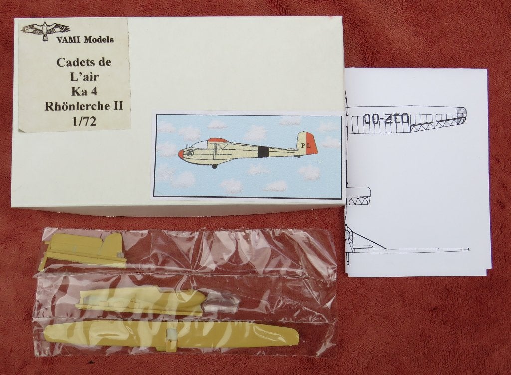 Vami models. Ka 4 Rhönlerche  II zweefvliegtuig, Ophalen of Verzenden, Nieuw, 1:72 tot 1:144, Overige merken