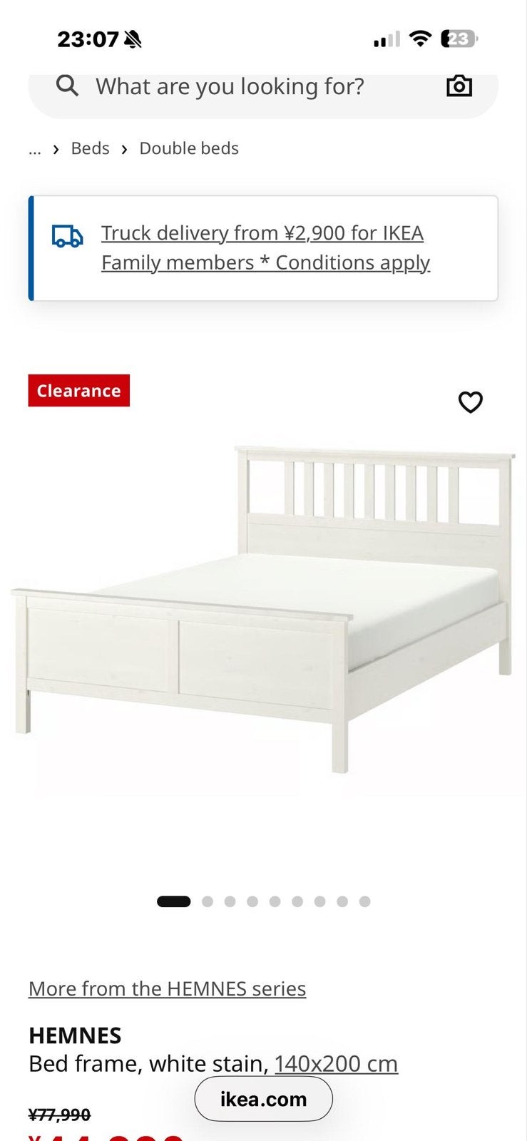 IKEA HEMNES Bedframe wit, 140x200 cm incl lattenbodem, Ophalen, Wit, Tweepersoons, 140 cm