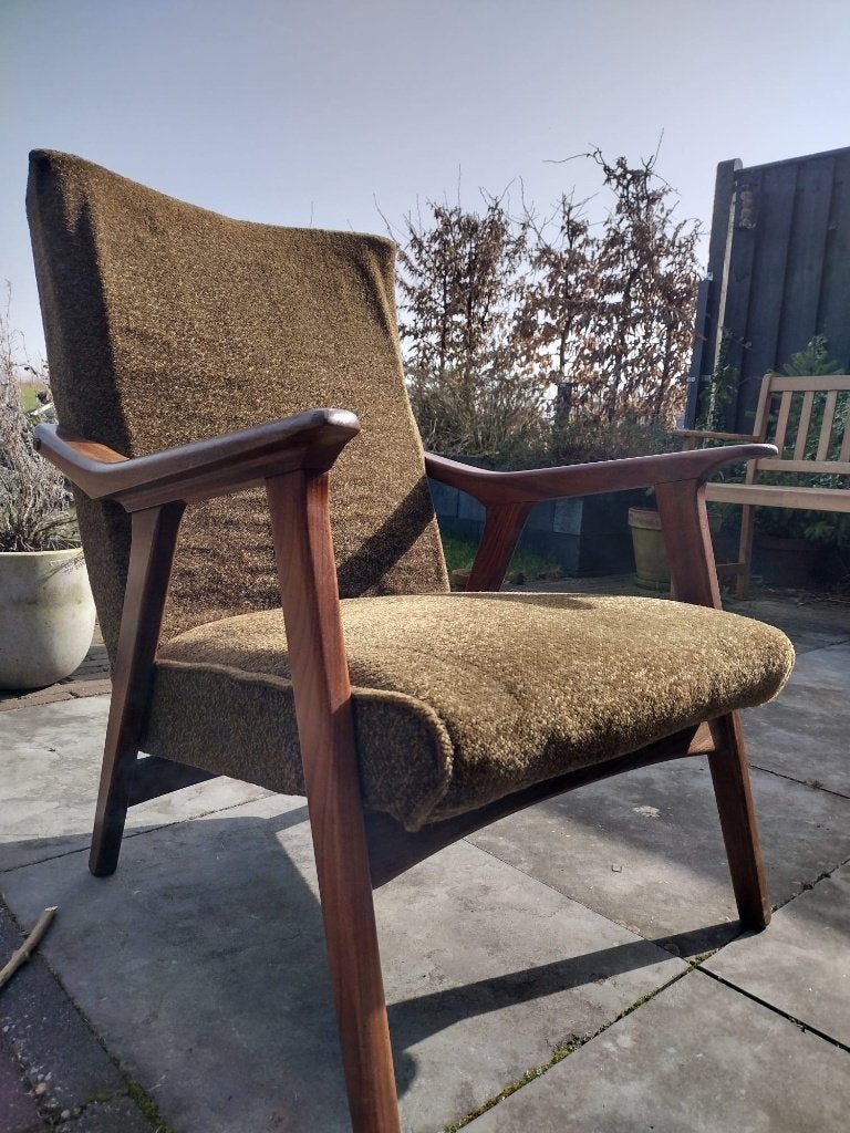 Groene vintage mid-century feautuil, Ophalen, Gebruikt, Minder dan 75 cm, Minder dan 50 cm
