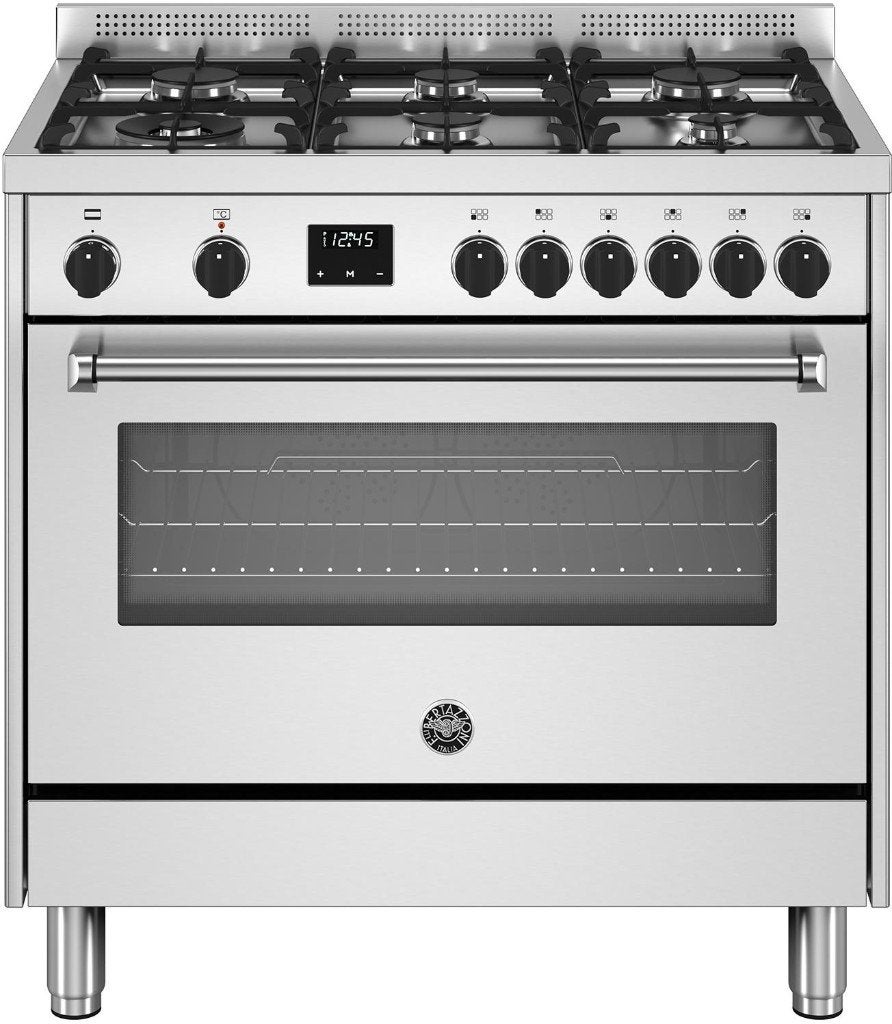 Bertazzoni La Germania 90 cm 6-pits gasfornuis, Ophalen, Warmhoudplaat, 60 cm of meer, Zo goed als nieuw