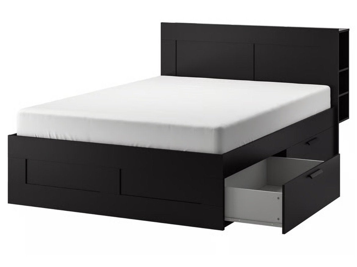 Brimnes zwart hoofdeinde voor bed van 140x200cm met opberger, Ophalen, Zwart, 140 cm, Zo goed als nieuw