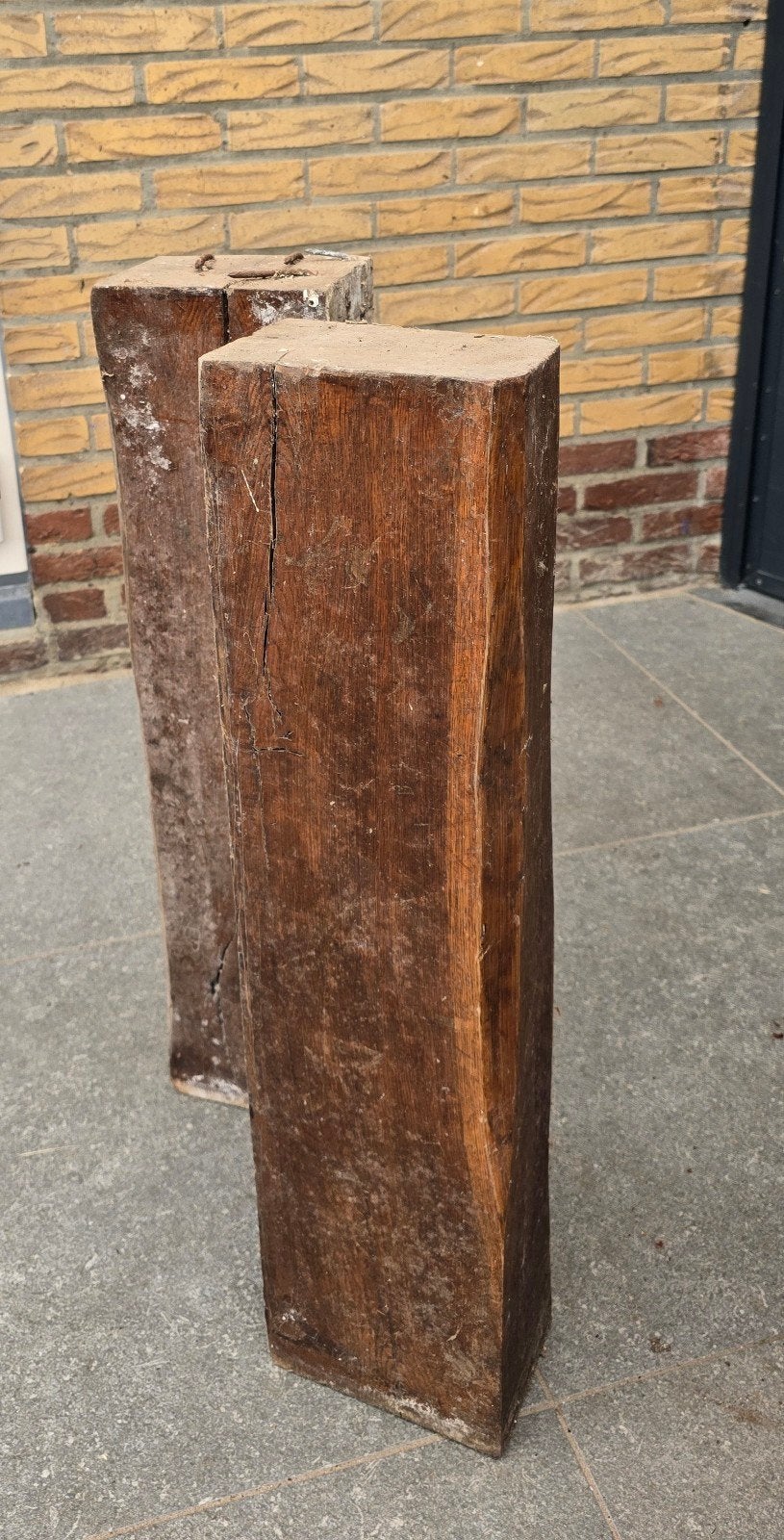 Korte eiken balken, Doe-het-zelf en Verbouw, Hout en Planken, Ophalen, Gebruikt, Eiken, 50 mm of meer
