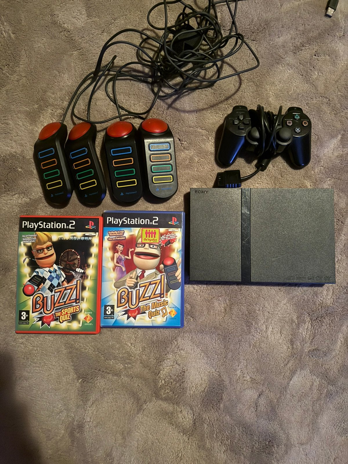 Playstation 2 slim buzz pakket, Ophalen of Verzenden, Zo goed als nieuw