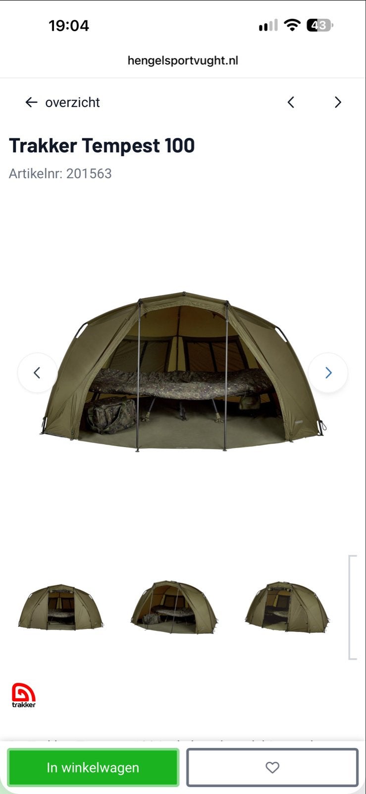 Trakker Tempest 100 Bivvy, Ophalen, Gebruikt, Overige typen