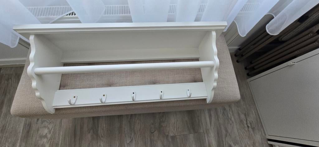 Witte klassieke  houten kapstok- wandkapstok, Huis en Inrichting, Woonaccessoires | Kapstokken, Ophalen, Zo goed als nieuw