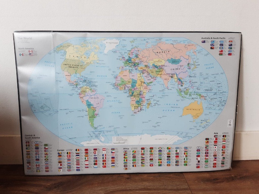 Wereld Kaart Bureau Onderlegger, Ophalen, Zo goed als nieuw
