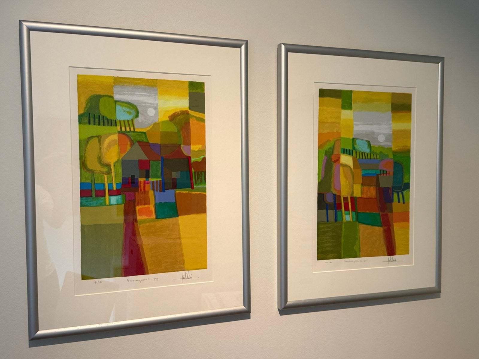 Ton Schulten tweeluik zeefdrukken “Zonovergoten 1999”, Antiek en Kunst, Kunst | Litho's en Zeefdrukken, Ophalen, Zeefdruk, Gelimiteerde oplage