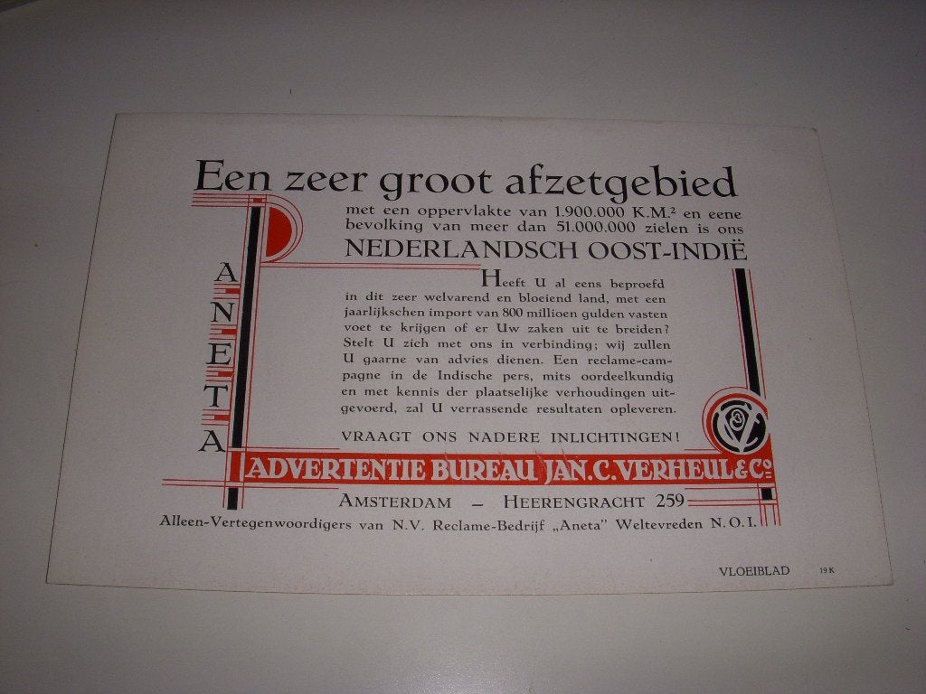 TOP vloeiblad  Advertentiebureau Jan.C. Verheul & Co +/-1930, Ophalen of Verzenden, Gebruikt, Gebruiksvoorwerp