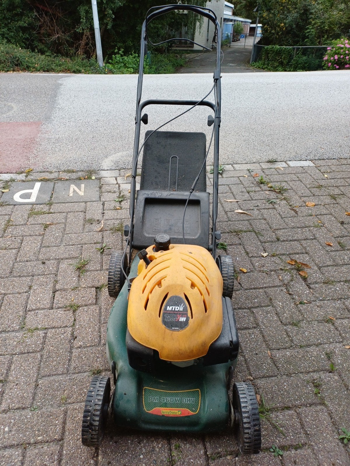 TerraDena PM 460W OHV Benzine Grasmaaier, Ophalen, Cirkelmaaier, Gebruikt, Opvangzak