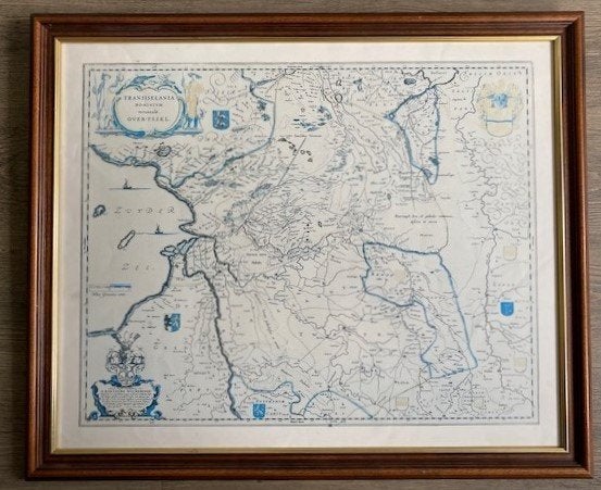 Ingelijste Historische Landkaart van Overijssel 17e Eeuw, Ophalen, Voor 1800, Nederland, Landkaart