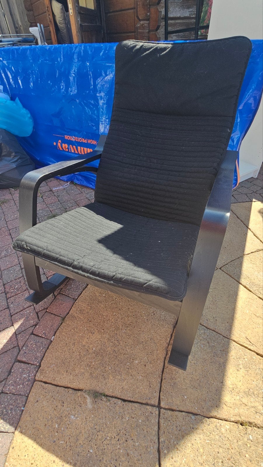 IKEA Poäng schommelstoel met zwart kussen, Ophalen, Gebruikt, Zwart, Stof