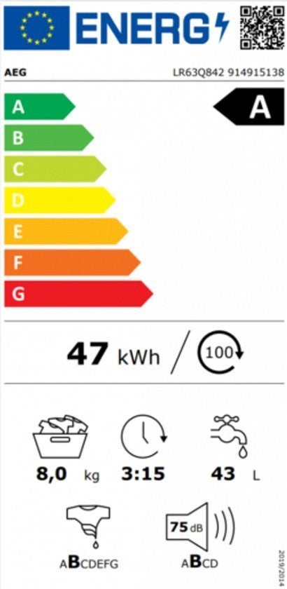 AEG Wasmachine LR63Q842 6000 serie ProSense - 1400 toeren -, AEG, 1200 tot 1600 toeren, Ophalen of Verzenden, Voorlader