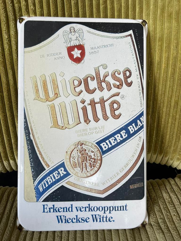 EMAILLE BORD WIECKSE WITTE, Ophalen of Verzenden, Gebruikt, Reclamebord, Plaat of Schild, Overige merken