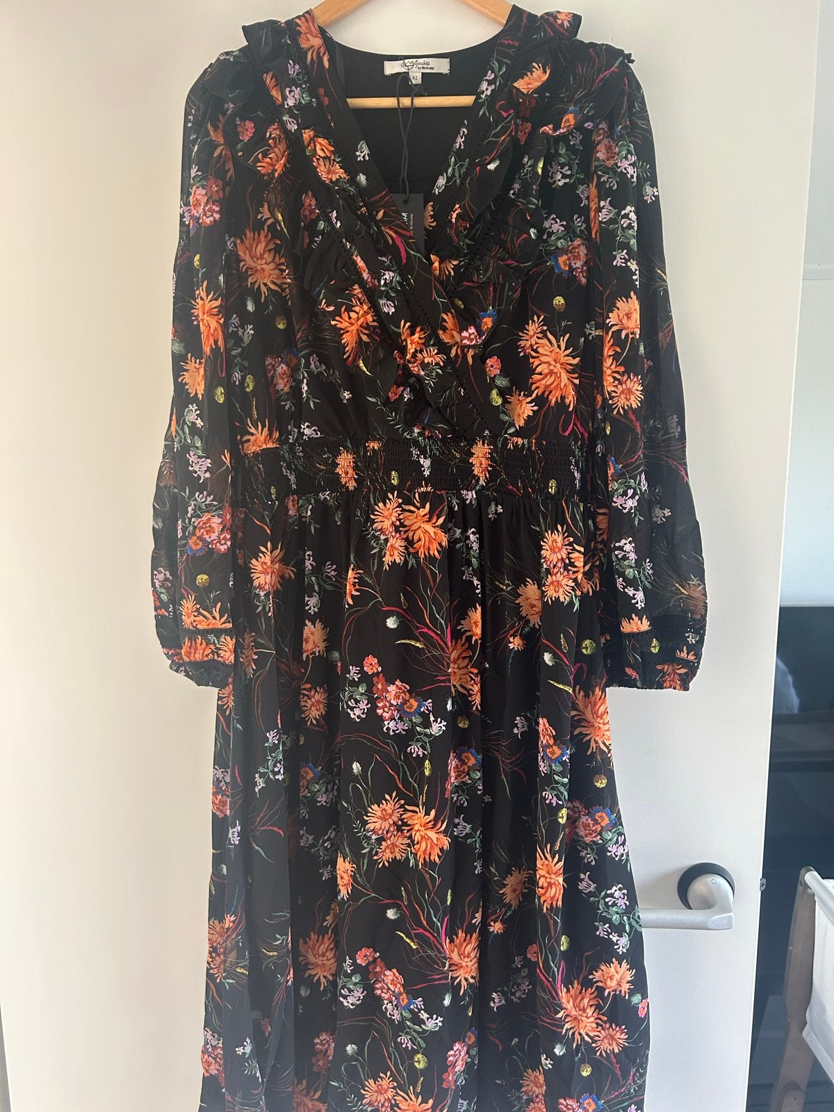 3x Zwarte jurk met print - Maat 42/44, Kleding | Dames, Ophalen, Zwart, Maat 42/44 (L), Nieuw