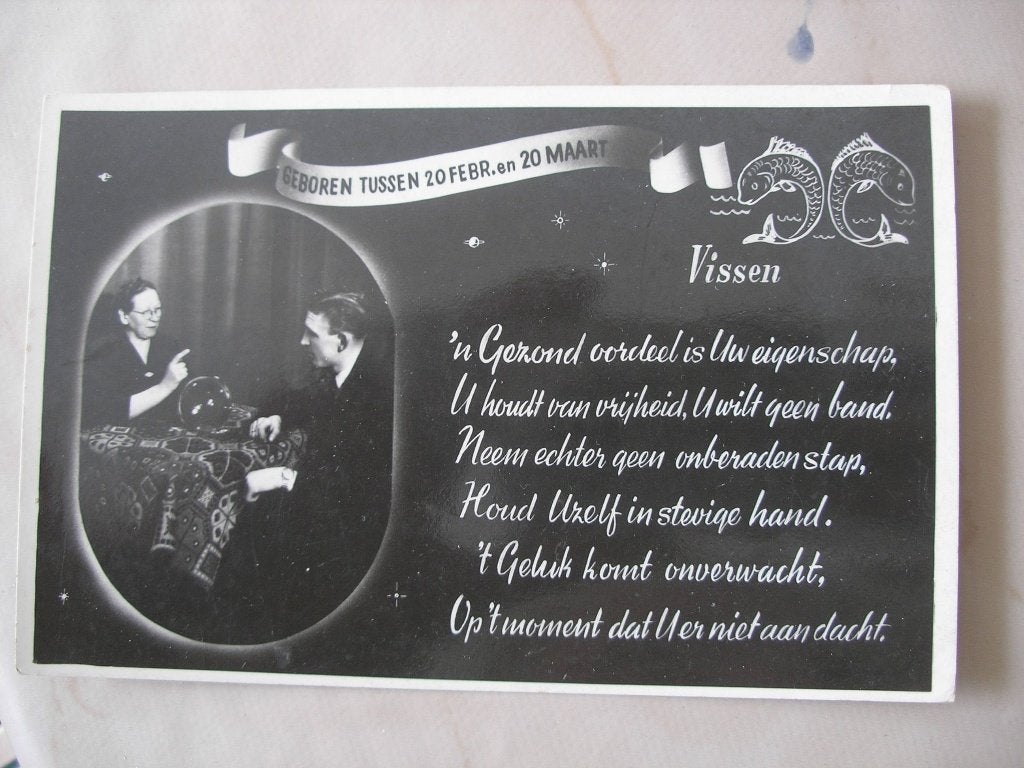Ansicht vissen astrologie, Ophalen of Verzenden, 1940 tot 1960, Ongelopen, Overige thema's