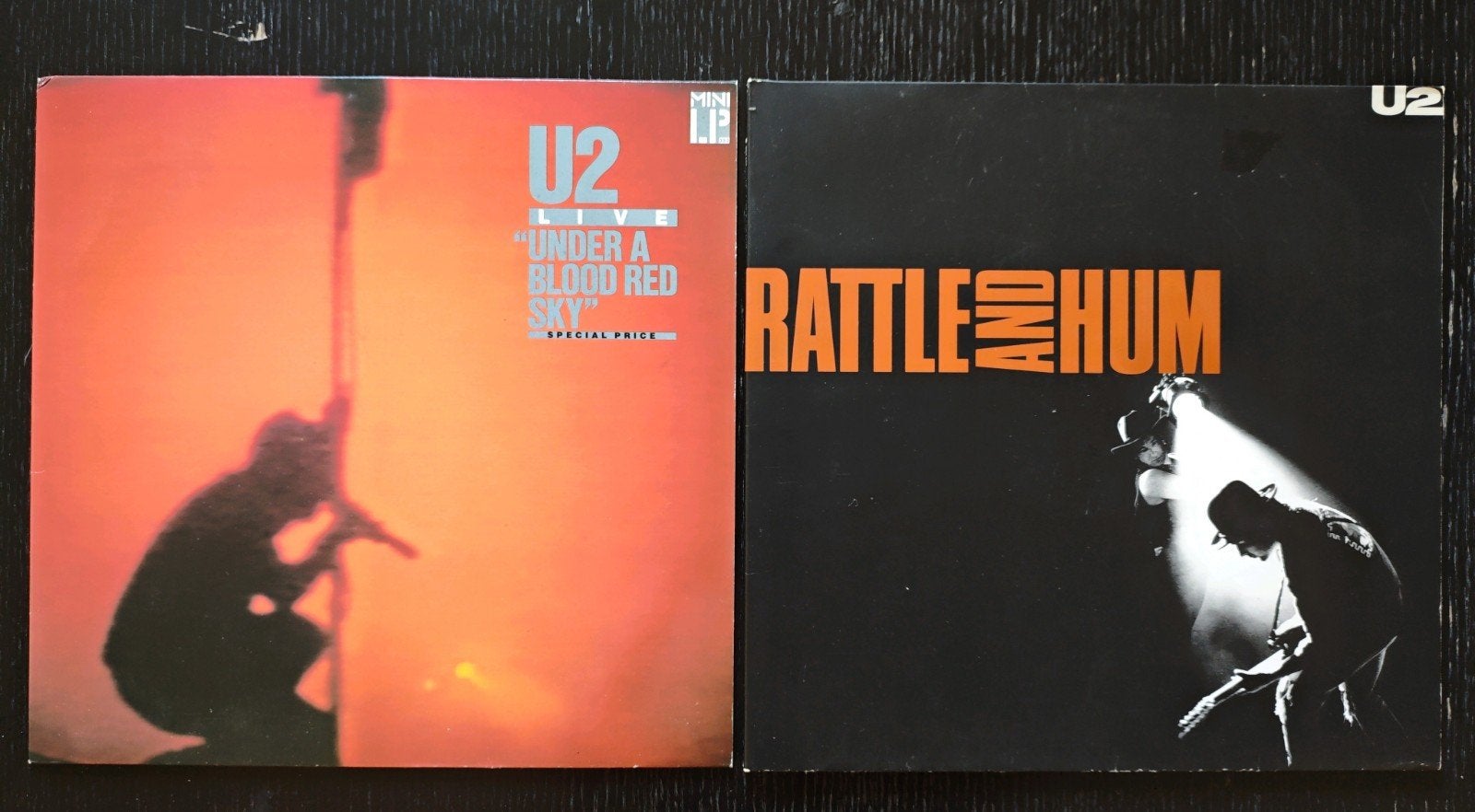 U2 - 2 LP's - Rattle and Hum & Under a Blood Red Sky LP's, Ophalen, Gebruikt, Classic Rock, 12 inch