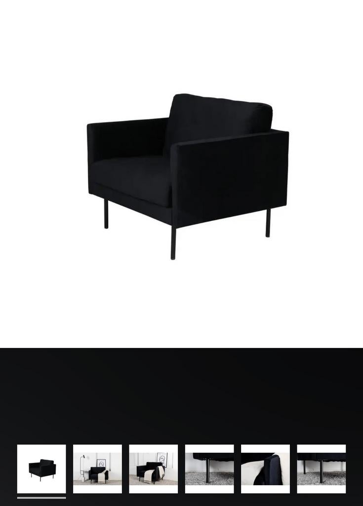 Zwarte fauteuil fluweel ziet er nog mooi uit, Ophalen of Verzenden, Gebruikt, Stof