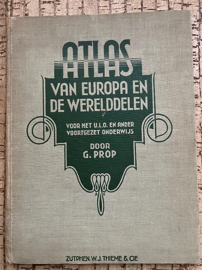 Antieke atlas 1935 Europa en werelddelen, g. Prop, Boeken, Gelezen, Overige atlassen, 1800 tot 2000, Ophalen of Verzenden