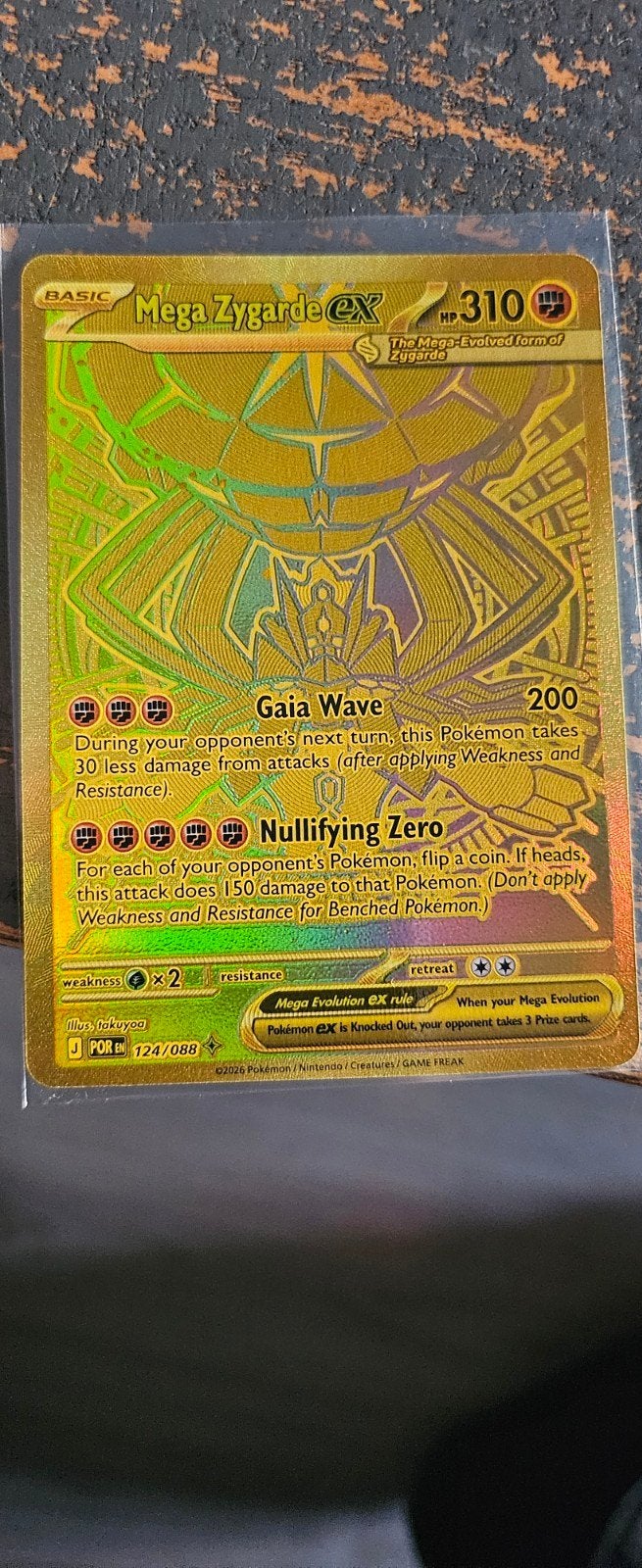 Mega Zygarde EX Pokémon kaart (Goud, Full Art, Mint), Ophalen of Verzenden, Zo goed als nieuw, Losse kaart
