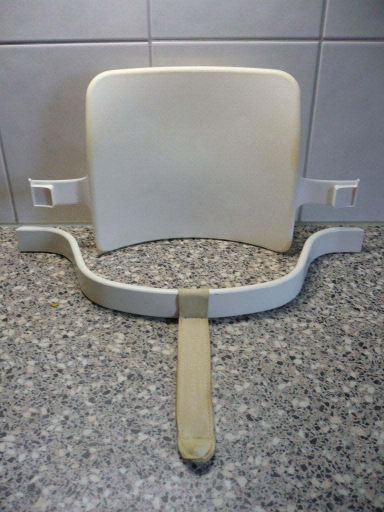 Stokke Tripp Trapp rugje, beugel en leertje voor kinderstoel, Ophalen of Verzenden, Gebruikt, Meegroeistoel, Stoelverkleiner