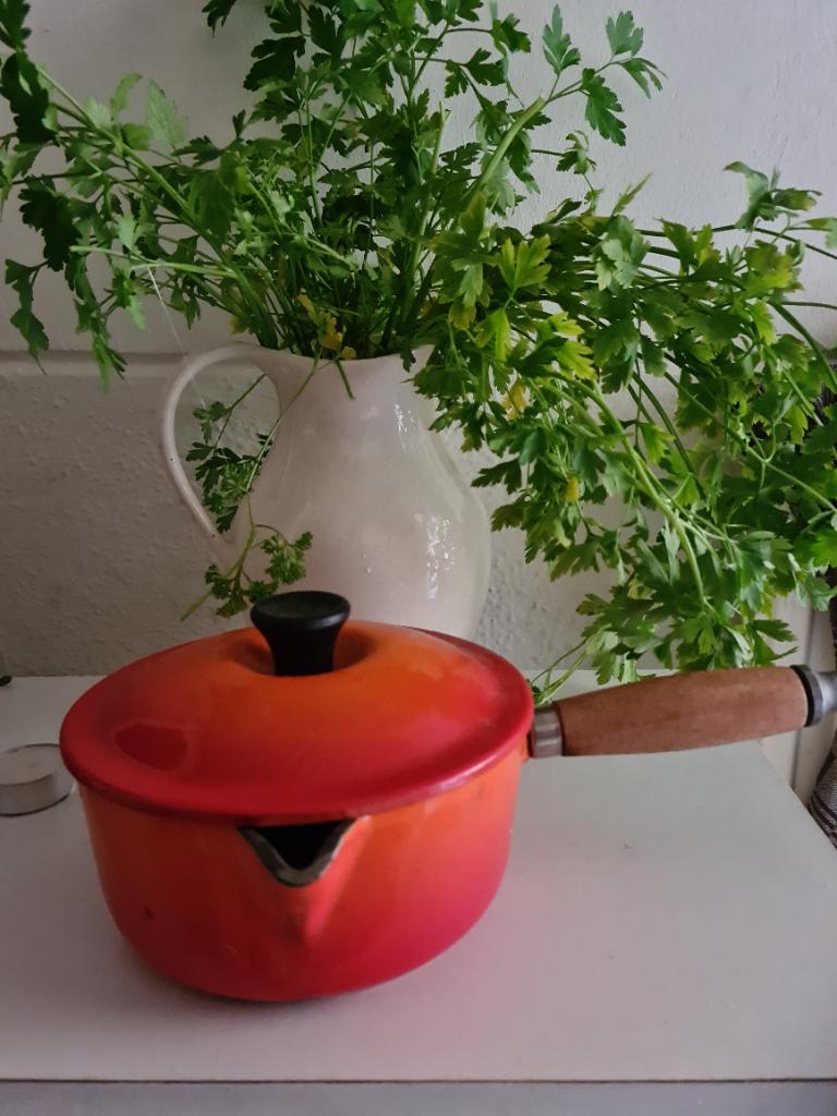 Le Creuset gietijzeren steelpan / sauspannetje, Ophalen, Gebruikt, Gietijzer, Overige typen