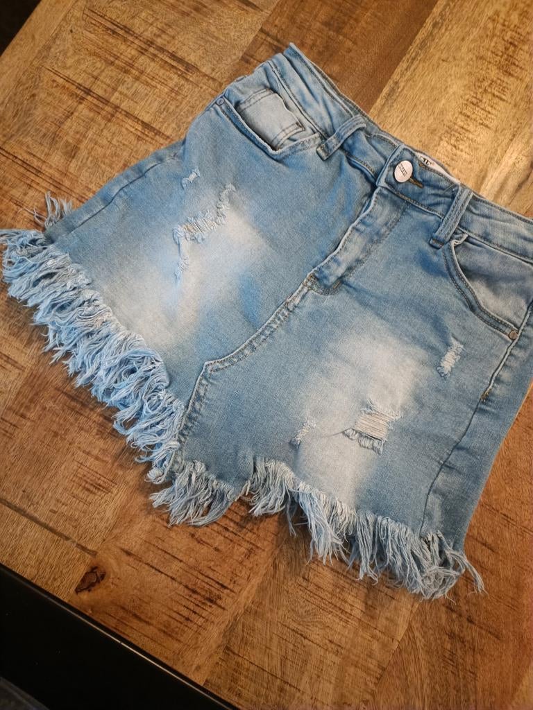 Dames spijkerbroekrokje met franjes, maat 38, Kleding | Dames, Rokken, Ophalen of Verzenden, Zo goed als nieuw, Maat 38/40 (M)