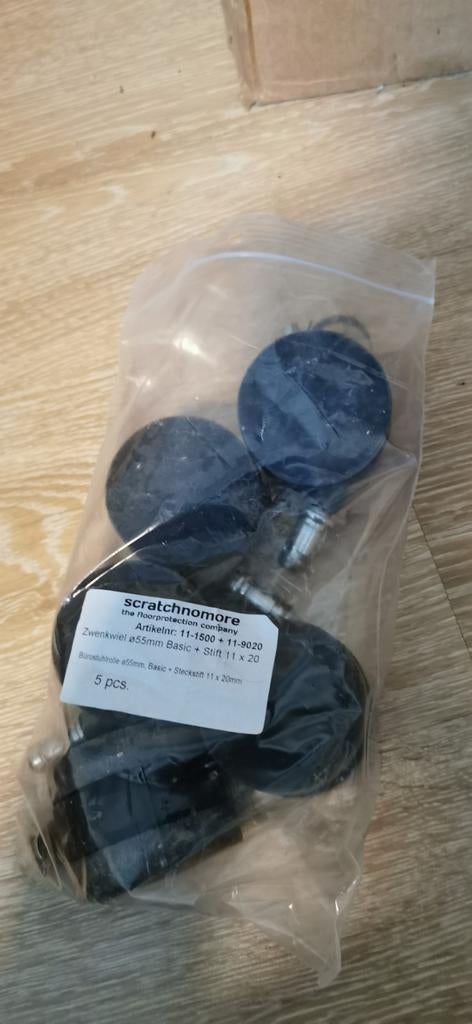 Bureaustoelwielen 55mm Basic - 5 stuks, Ophalen of Verzenden, Nieuw