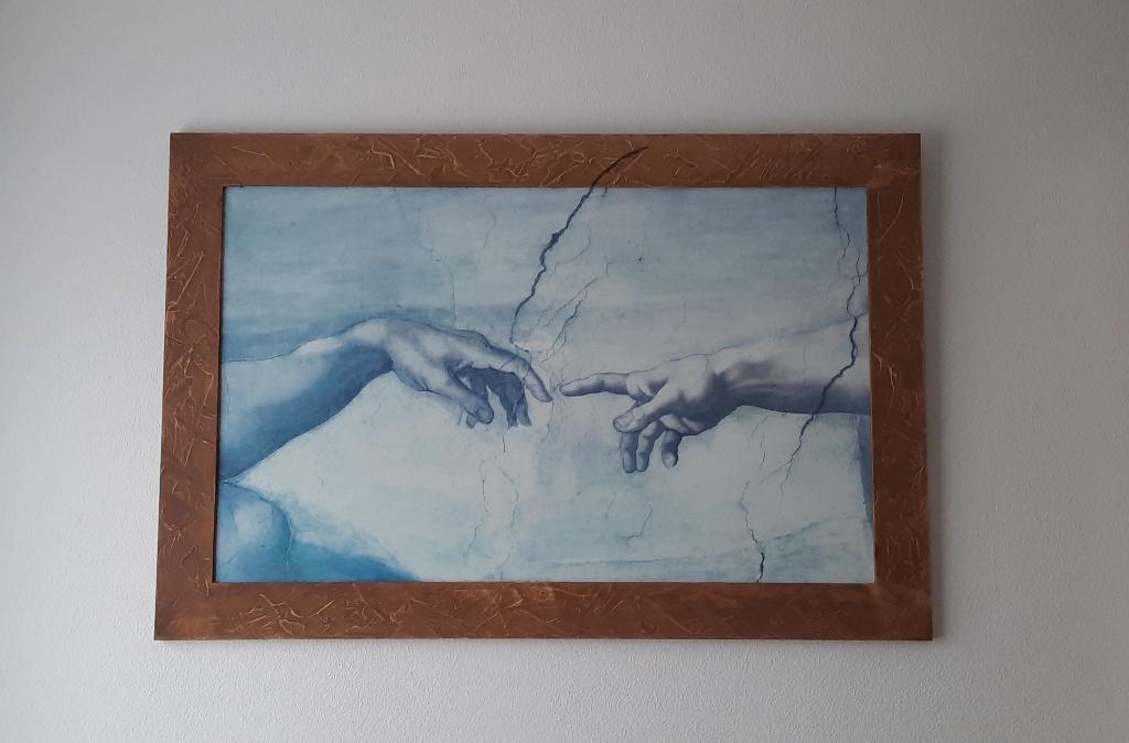 GROTE HOUTEN RELIËF LIJST + Gratis KUNSTPRINT 69,5 x 104,5, Ophalen, 50 tot 75 cm, Zo goed als nieuw, 100 tot 125 cm