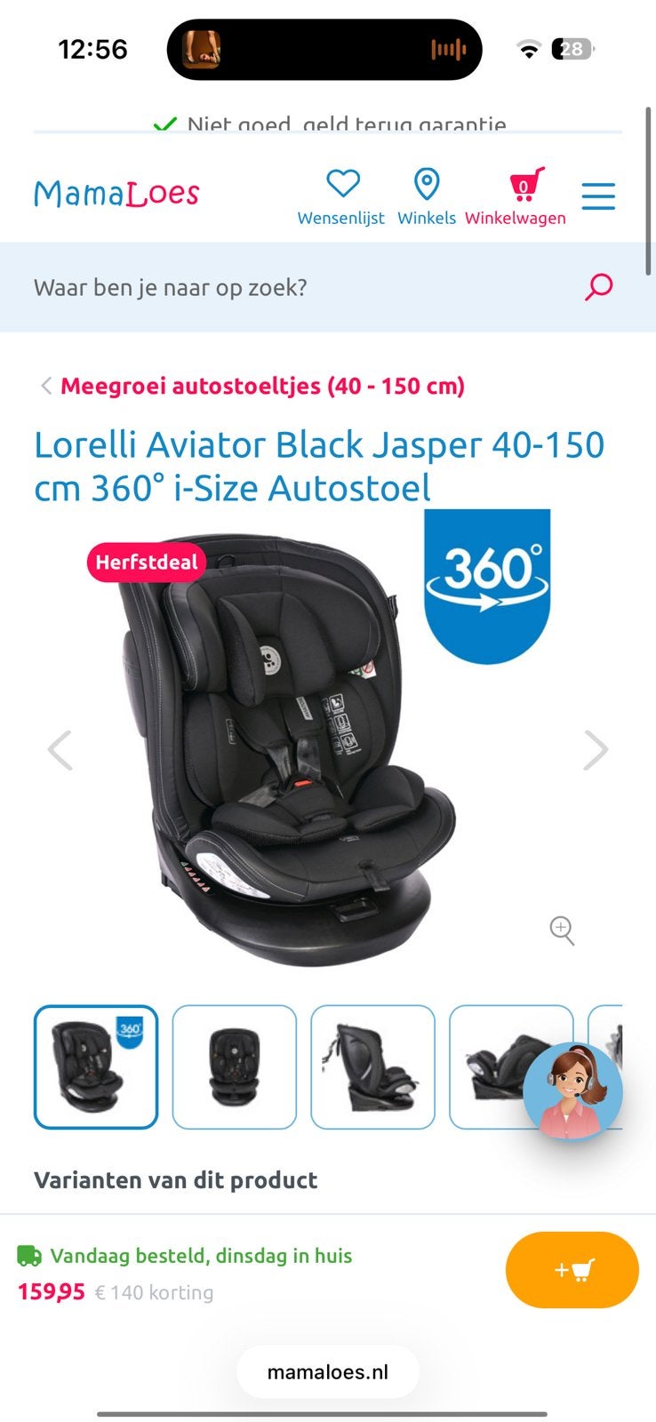 Auto stoel Lorelli Aviator Black Jasper 40-150 cm 360, 9 t/m 18 kg, Zo goed als nieuw, Isofix, Ophalen