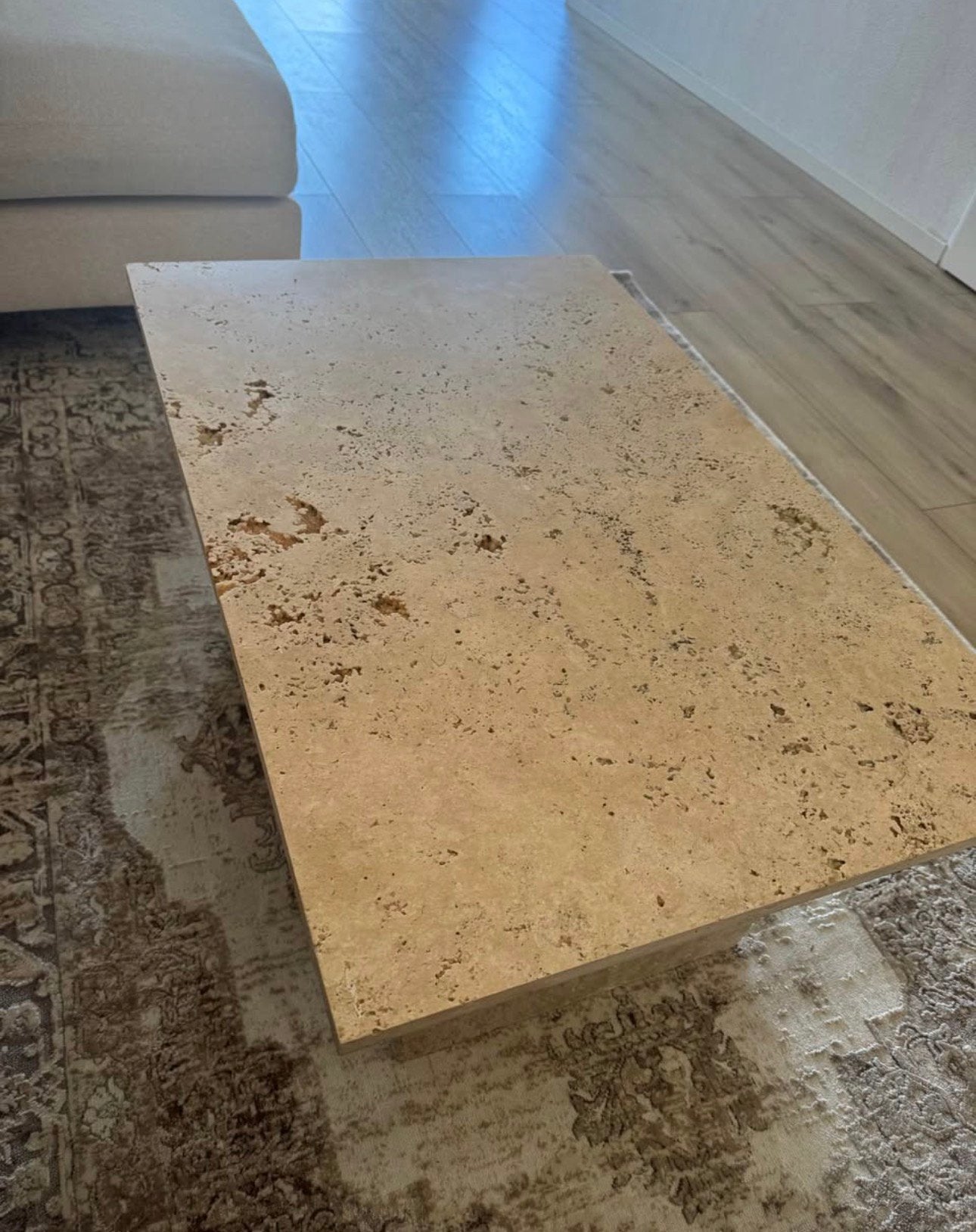 Travertin salontafel, Ophalen, Zo goed als nieuw, Rechthoekig, 50 tot 100 cm