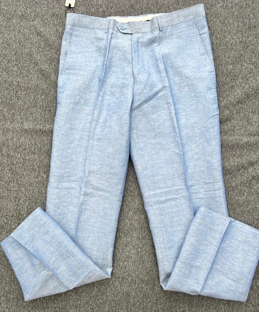 Zilli linnen pantalon lichtblauw – maat 50 – nieuw met label, Ophalen of Verzenden, Zo goed als nieuw, Maat 52/54 (L), Blauw