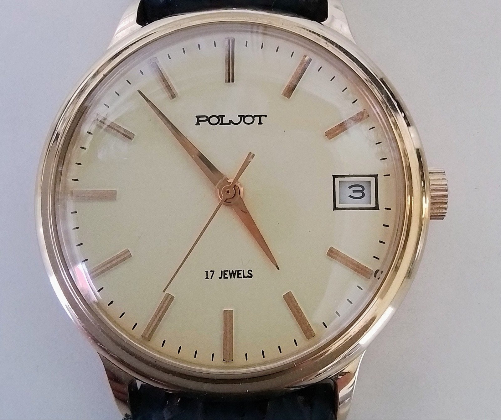 Poljot 17 Jewels Vintage Horloge. Verguld met Datum, Overige merken, Overige materialen, Polshorloge, Verguld