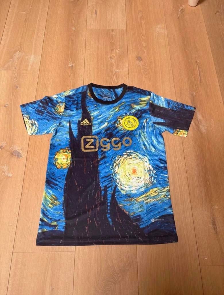 Ajax Van Gogh Shirt - Uniek Design, Kleding | Heren, T-shirts, Zo goed als nieuw, Maat 48/50 (M), Blauw, Verzenden