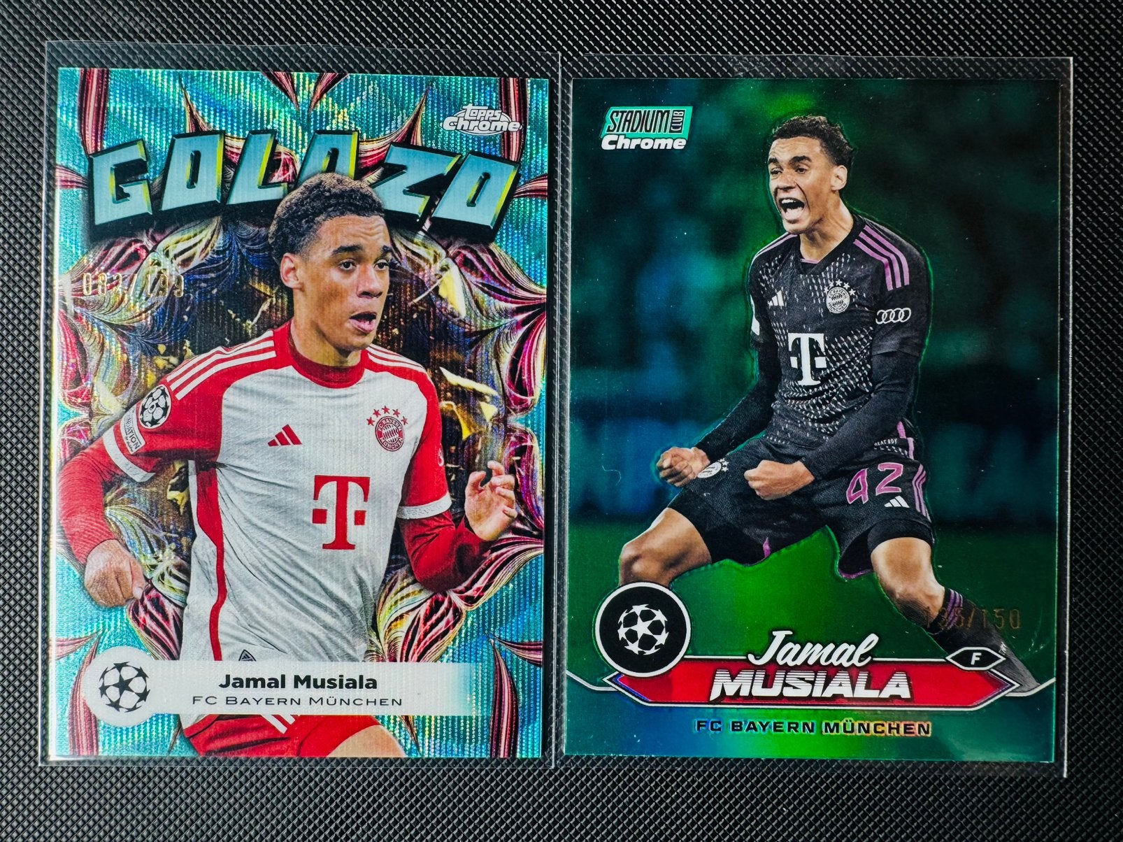 Topps (Chrome / Stadium Club Chrome) Golazo Jamal Musiala, Ophalen of Verzenden, Zo goed als nieuw, Plaatje