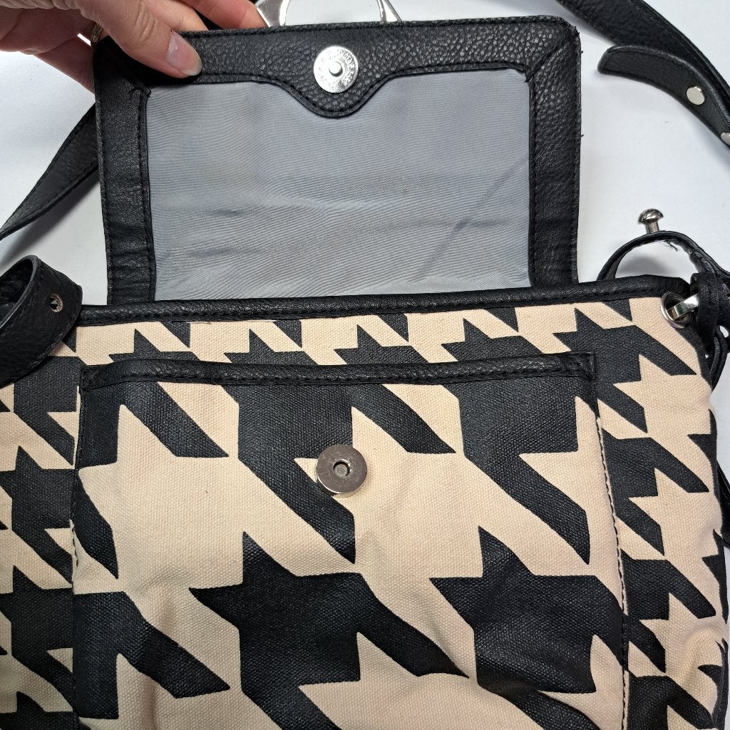 Liz Claiborne vintage crossbody tas – zwart/beige art 48560, Zwart, Ophalen of Verzenden, Zo goed als nieuw, Liz Claiborne