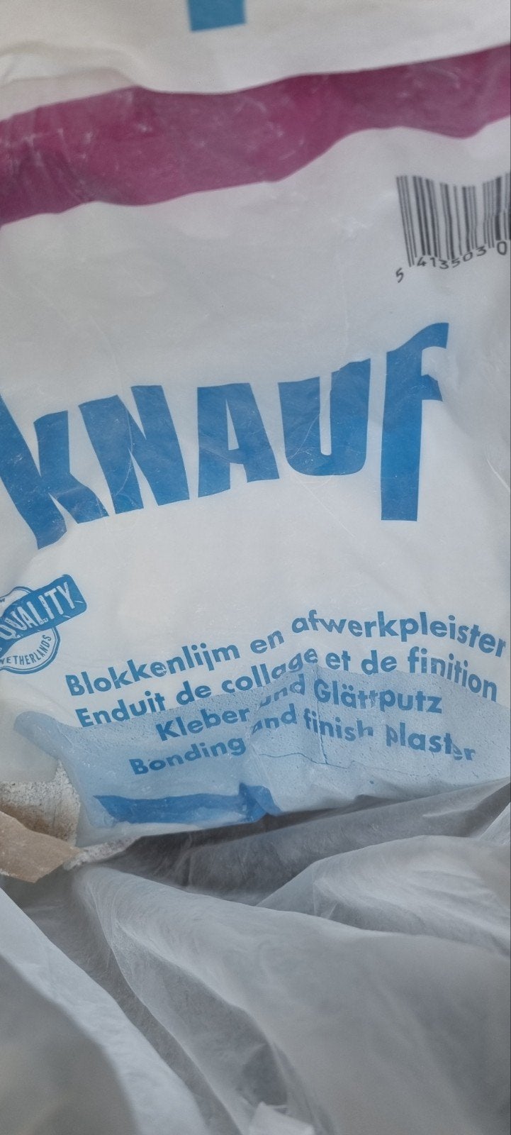 Knauf Blokkenlijm en Afwerkpleister - Kleber en Glättputz, Ophalen, Overige materialen, 40 tot 60 cm, Overige typen