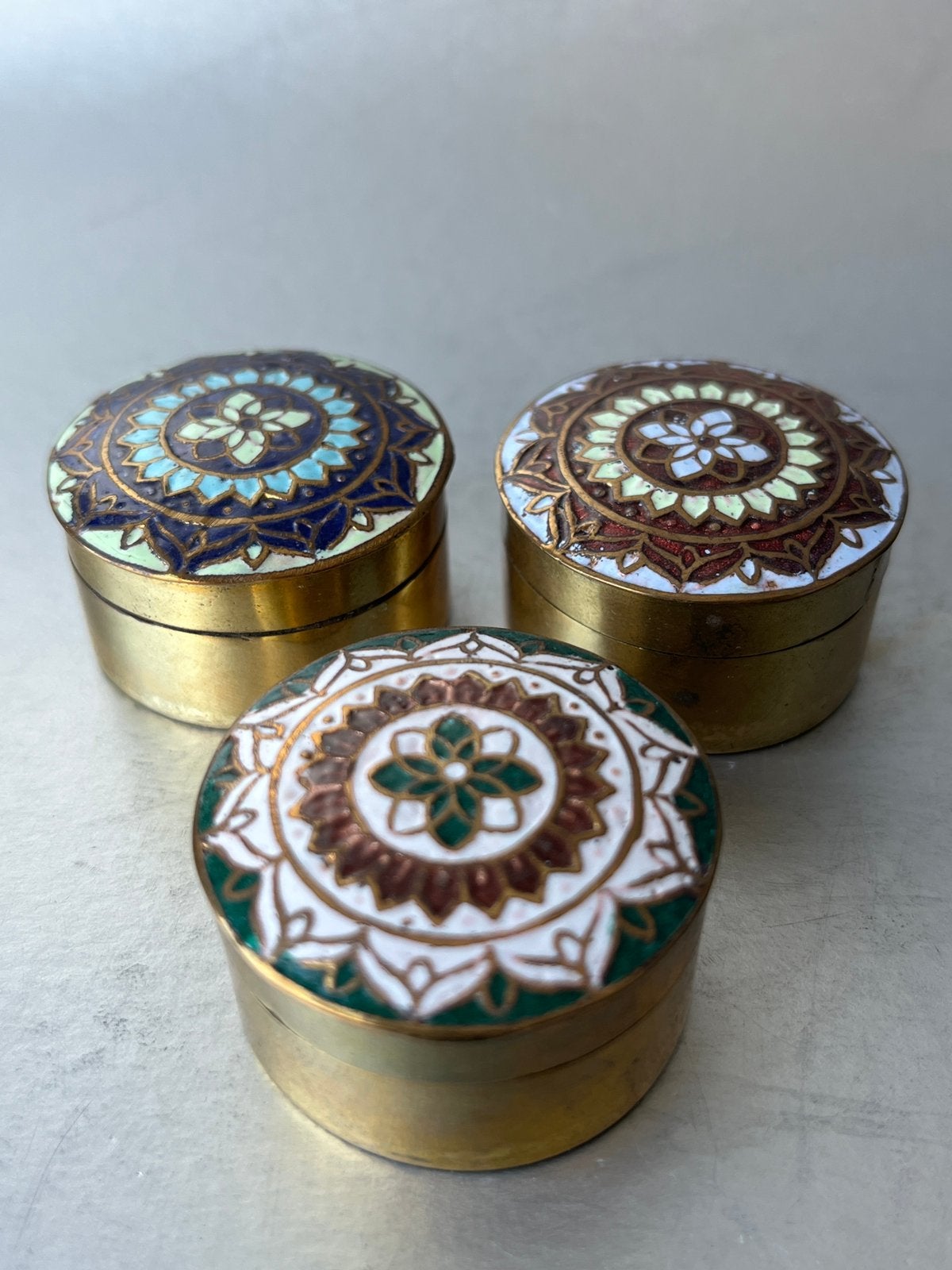3 cloisonné doosjes, Ophalen of Verzenden