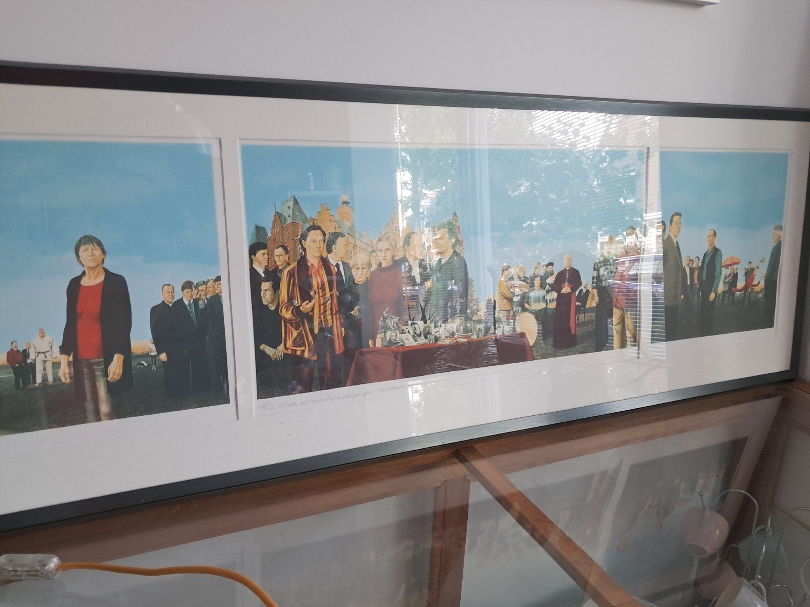 Sven Hoekstra _ stilkeven met landschap en voorbijgangers Gr, Antiek en Kunst, Kunst | Tekeningen en Foto's, Ophalen, Zeefdruk