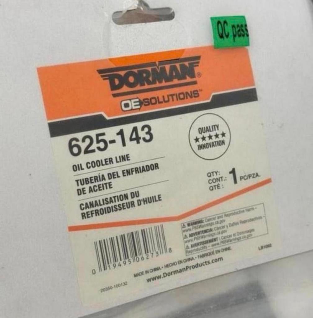 DORMAN 625-143 Engine Oliekoeler leiding 95-97 Chevrolet GMC, Ophalen of Verzenden, H, H, H
