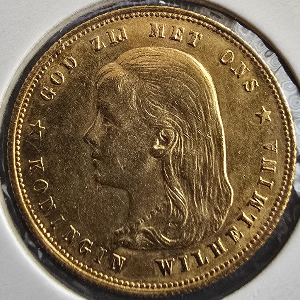 Gouden tientje 1897 FDC, Koningin Wilhelmina, Losse munt, 10 gulden, Goud