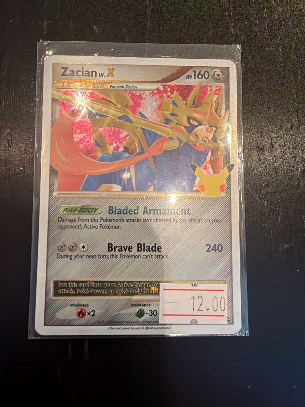 Zacian LV.X Pokémon kaart - Celebrations, Ophalen of Verzenden, Zo goed als nieuw, Losse kaart, Foil