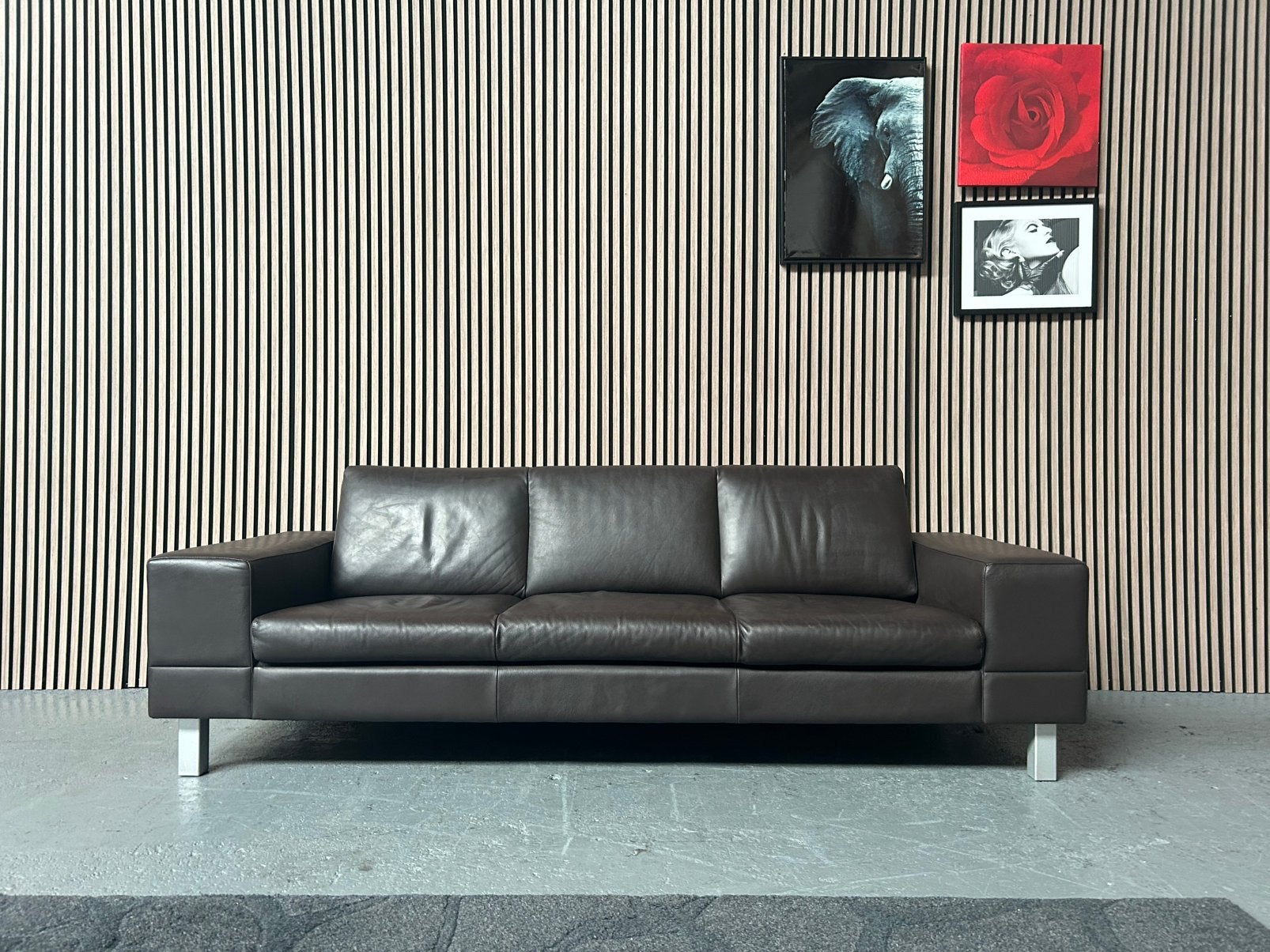 GRATIS LEVERING Leolux Antipode Bank Leer 235X88 GEREINIGD, Driepersoons, Ophalen of Verzenden, Zo goed als nieuw, Rechte bank