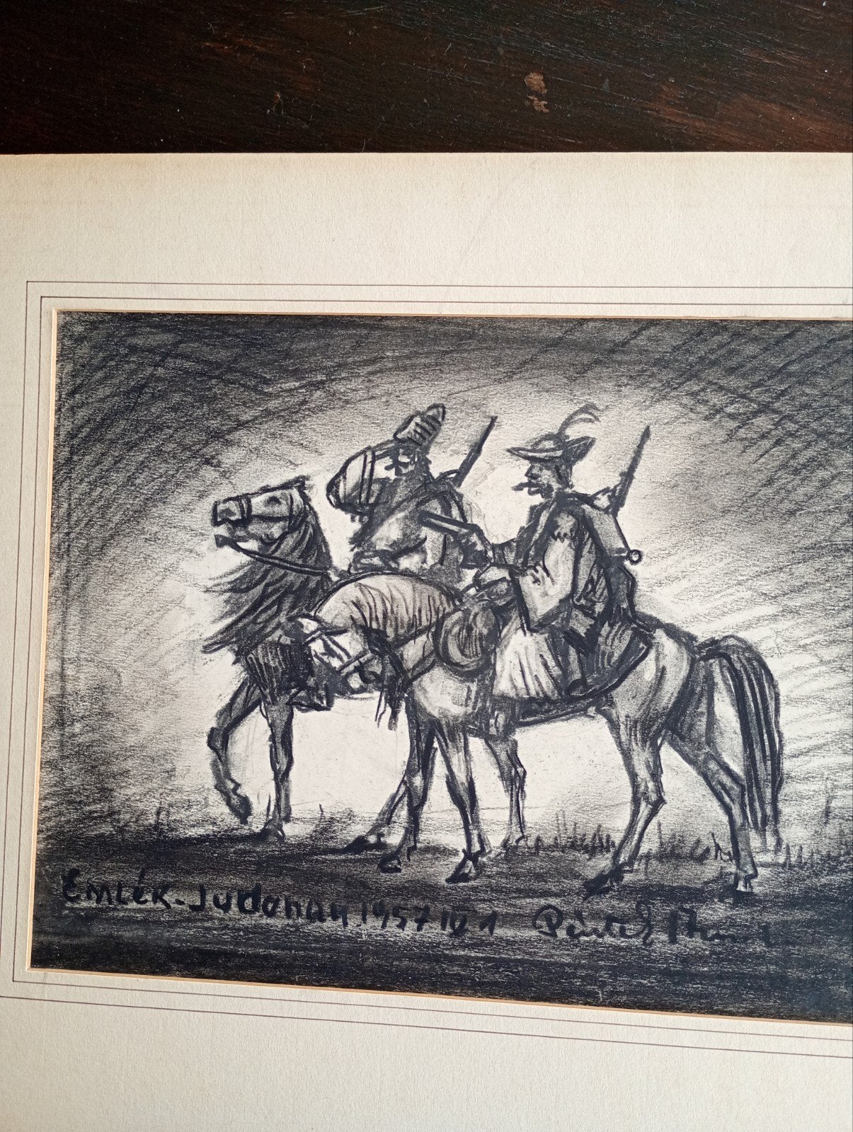 Oude houtskool tekening Don Quichot, Antiek en Kunst, Verzenden, Tekening, Houtskooltekening, Ingelijst