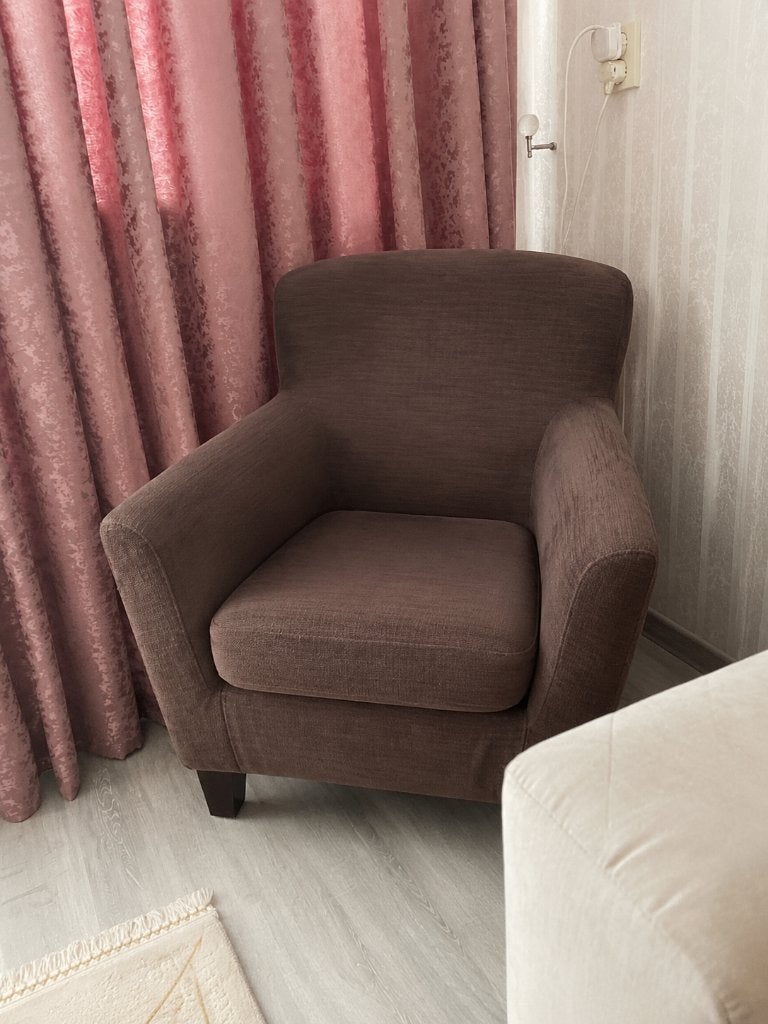 Stoffen fauteuil (bruin), Huis en Inrichting, Fauteuils, Ophalen, Gebruikt, 75 tot 100 cm, 100 tot 125 cm