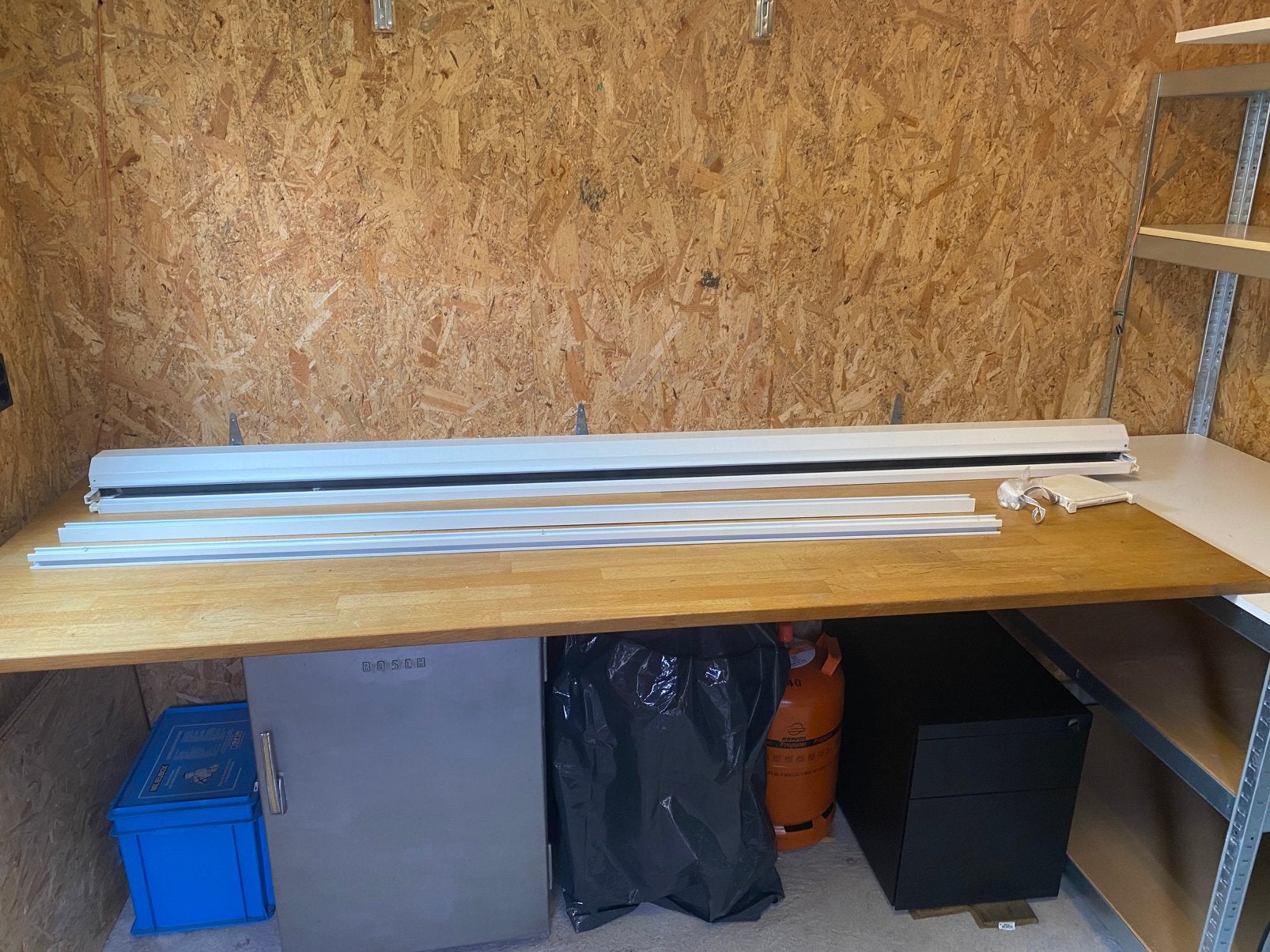 Wit screen zonnescherm 226x183cm, evt. hoogte in te korten, 150 tot 300 cm, Ophalen, Gebruikt, Minder dan 250 cm