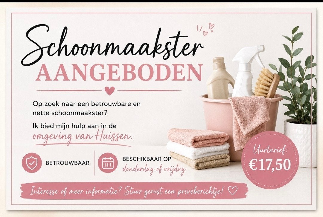 schoonmaakster aangeboden, Eén persoon, Cadeaubon
