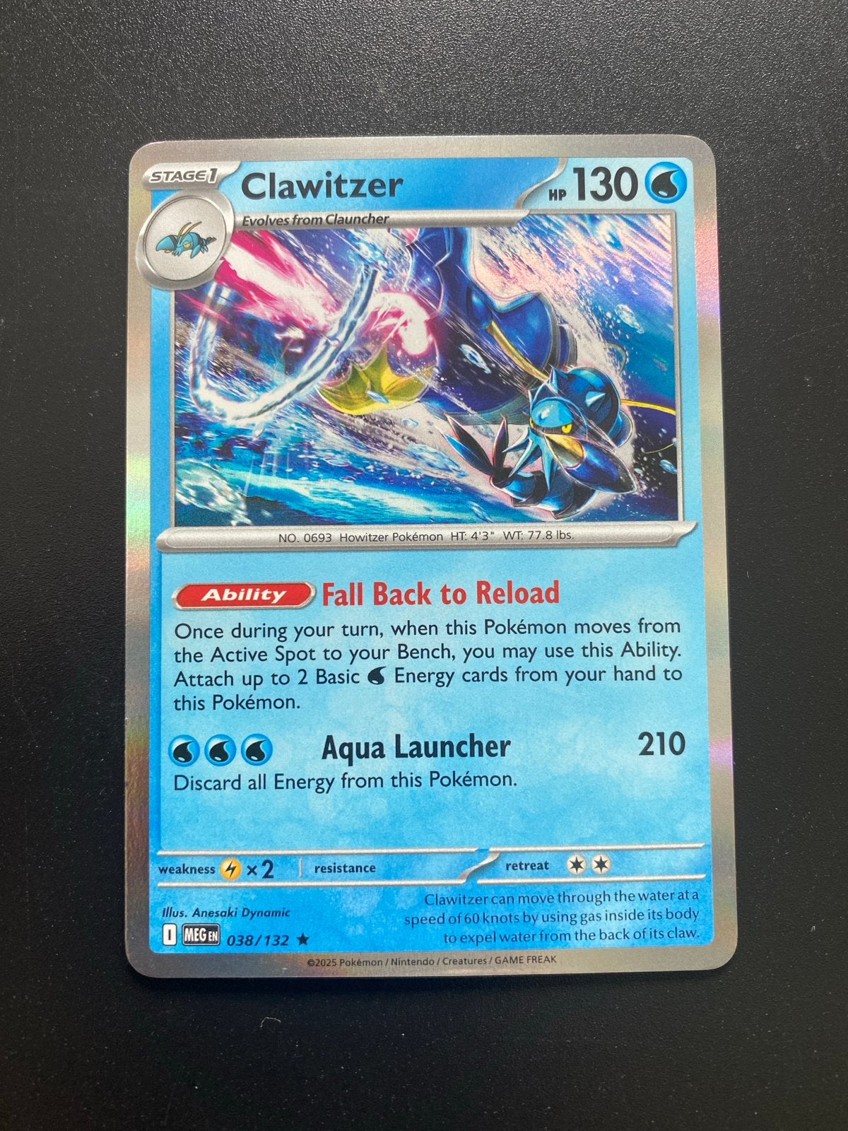 Clawitzer 038/132 Holo Pokémon Mega Evolution, Ophalen of Verzenden, Zo goed als nieuw, Losse kaart, Foil