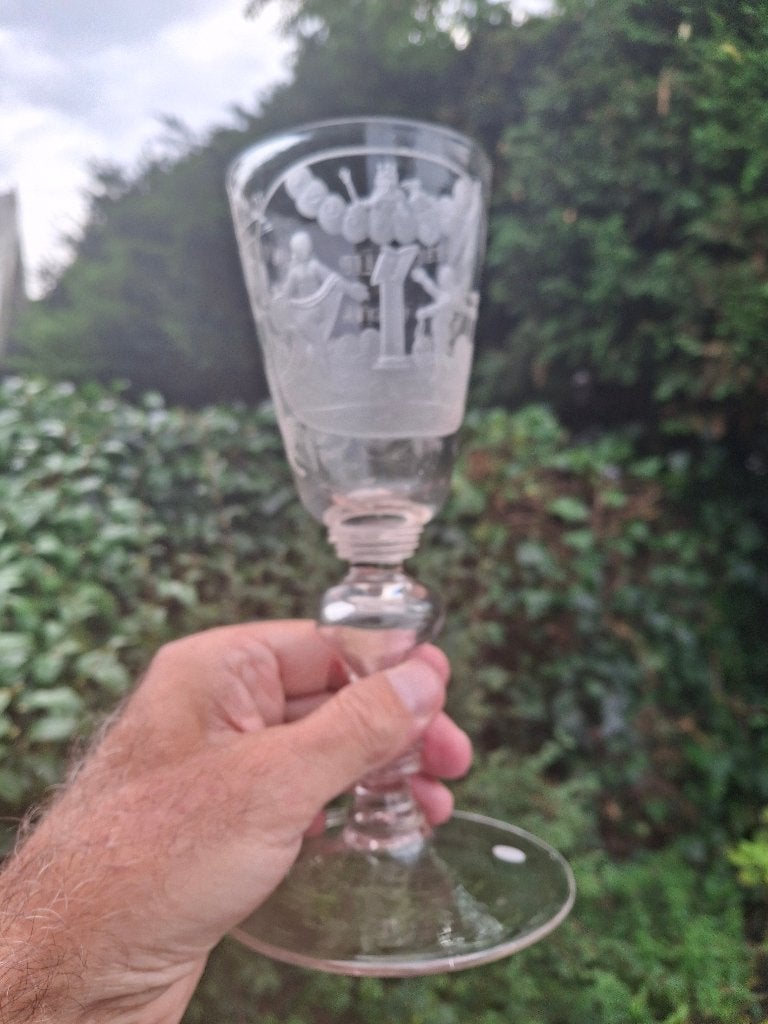 c1720 Erotisch Mythologisch Wijnglas, Ophalen of Verzenden