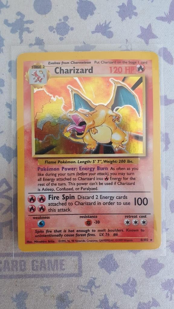 Pokémon Charizard #4 Base Set Unlimited (Redelijke staat), Gebruikt, Foil, Losse kaart, Ophalen of Verzenden